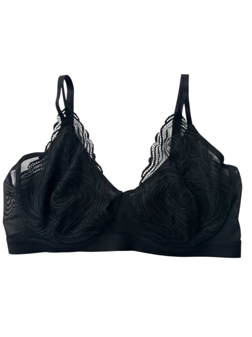 NEW Shecurve Black Lace Bra with Sheer Mesh Cups, 38F